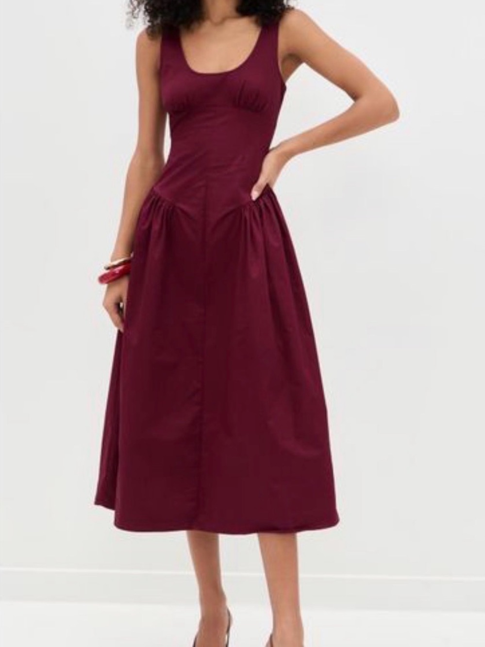 Lioness Burgundy Scoop-Neck Midi Dress NWT - Picture 2 of 11